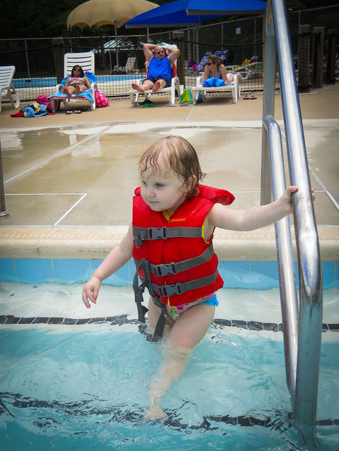 Leia at the pool
