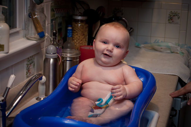 Declan having a bath
