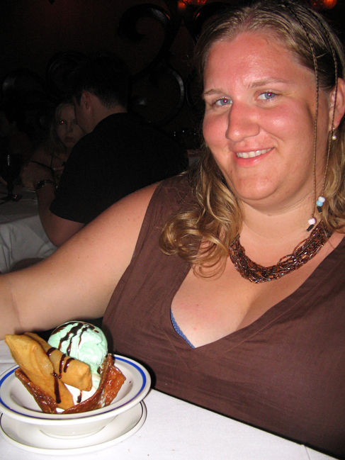 Julie enjoys a dessert at Orchids
Ocho Rios Jamaica, August 2006
Keywords: Julie Honeymoon