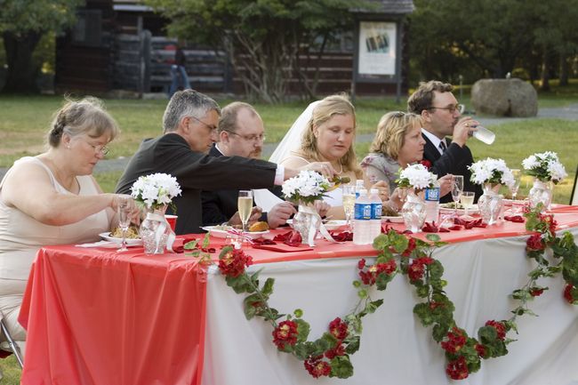 Wedding Table
Mrs. Hassell, Dad, Mike, Julie, Mom, Mr. Hassell
Wedding Day August 5, 2006
Big Meadows Campground
Shenandoah National Park, VA

