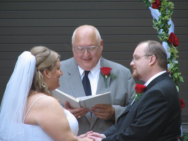 Saying the vows
Wedding Day
August 5, 2006
Big Meadows Campground
Shenandoah National Park
Keywords: wedding vows