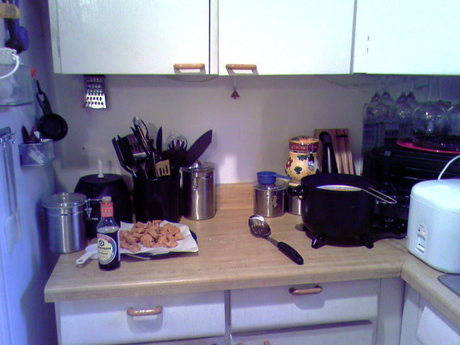 Kitchen making General Tso's chicken
Sept. 2006
Keywords: cooking