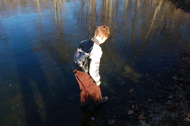 walking on the frozen pond
at MawMaw's 
Keywords: James winter