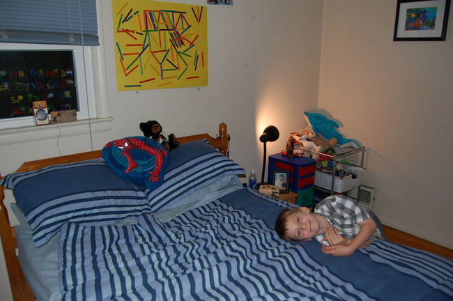 James enjoying his newly arranged room
Keywords: James