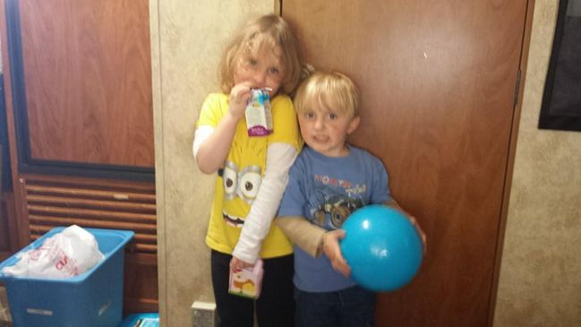 Declan and Leia in the camper
