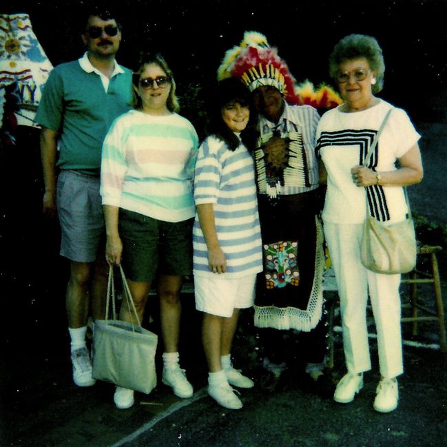 Dad Mom Emily and Mawmaw at Cherokee, NC
Around 1989 or 1990
Keywords: Cherokee