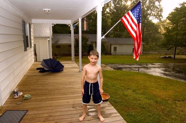 James enjoying the rainstorm
Keywords: James rain