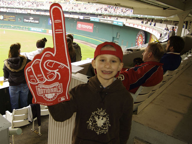 James with the foam finger
at the Washington Nationals Game
Keywords: James baseball