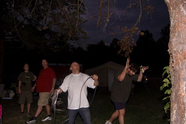 Trying to get the lights up in the tree
Christmas lights are an essential part of camping.
Gore, VA
Keywords: gore2007